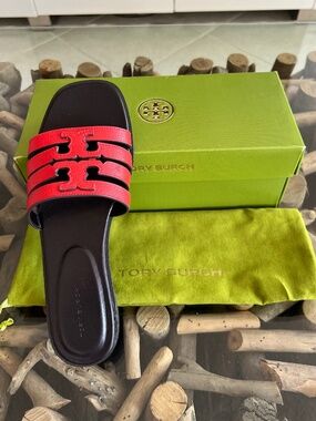TORY BURCH Ember Cocoa Leather Ines Cage Slide Sandals